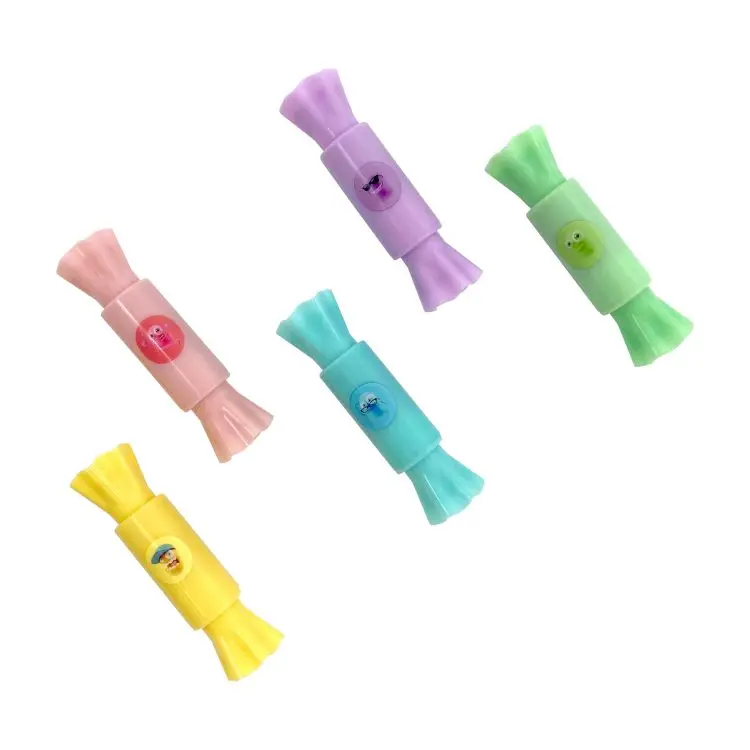 manufacturers custom promotional 4 5 6 colors water based mini cute candy shape dual tip highlighter pen kawaii marker for kids