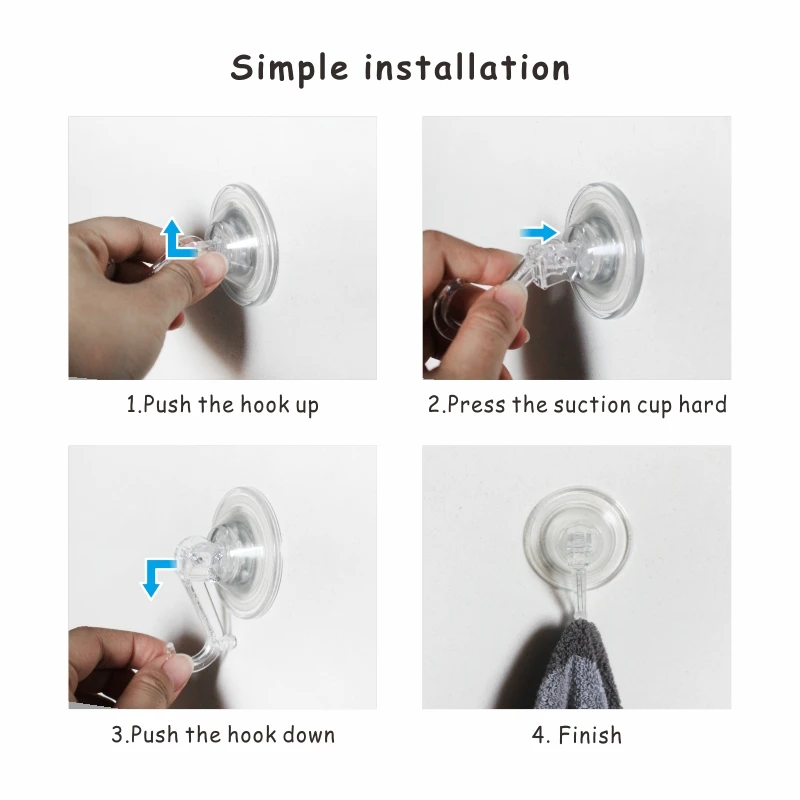 Small Clear Heavy Duty Vacuum Suction Hooks Shower Wall Suction Cup Hangers Removable Reusable Window Glass Door Suction Holder