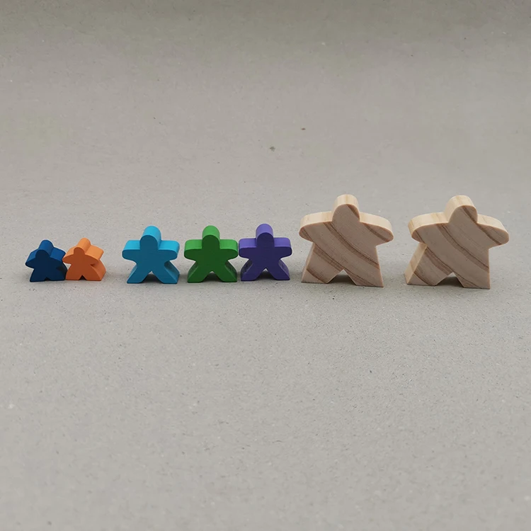 Colored Wooden Meeple in Different Size