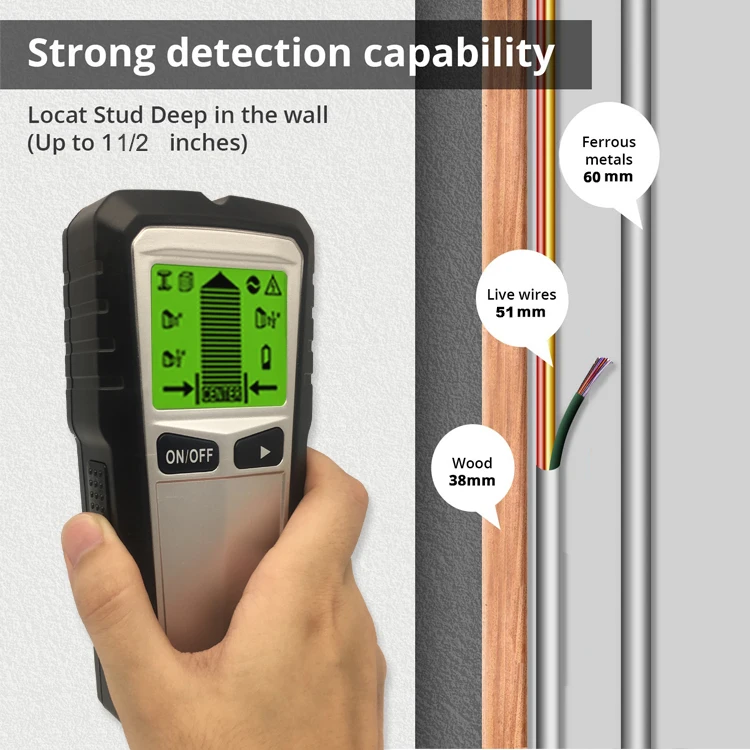 5 in 1 LCD Screen Digital Stud Center Finder Metal Rebar AC Live Wire Household Detector Concrete Steel Bar Scanners