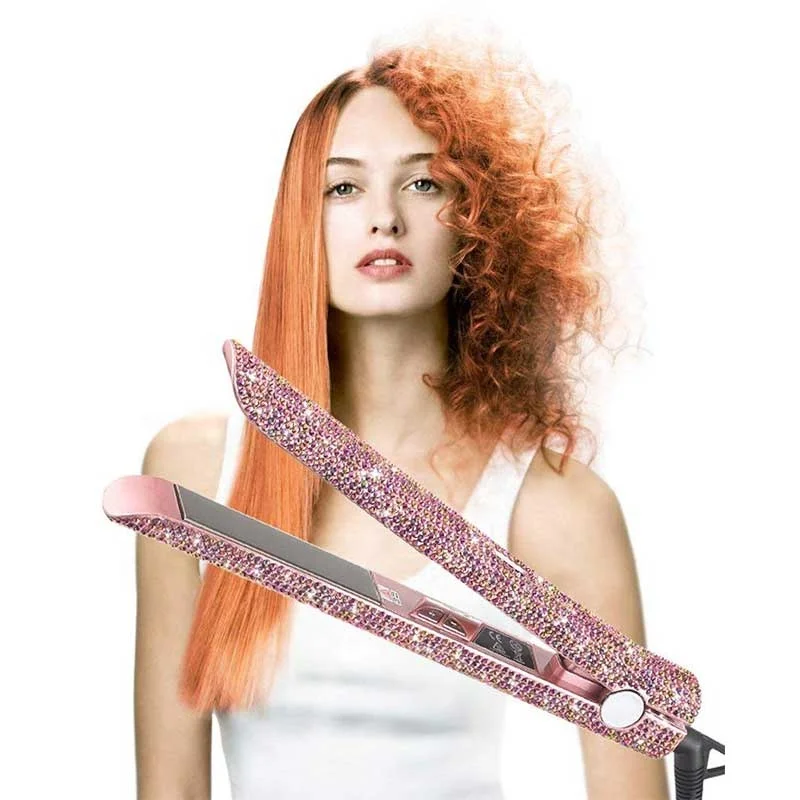 New Fashion Royal Professional Crystal Gold Bling Diamond Ceramic Hair Straightener