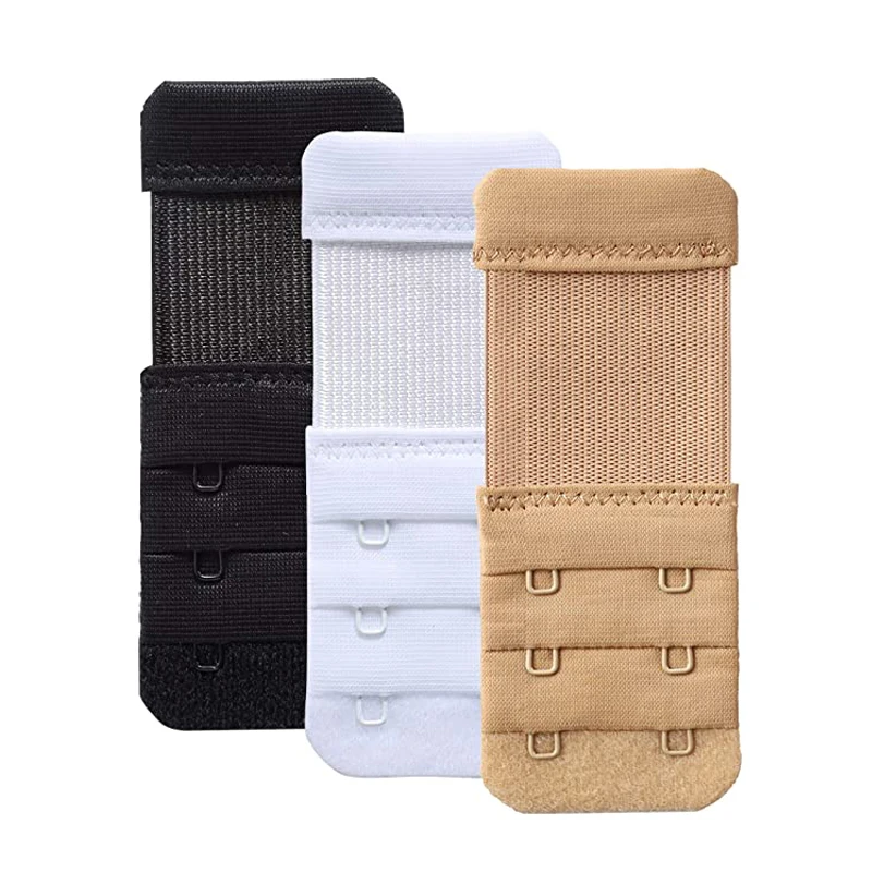 Women Underwear Accessories Black/White/Nude Soft Comfortable 3 Rows 2 Hooks Elastic Bra Extension Clip