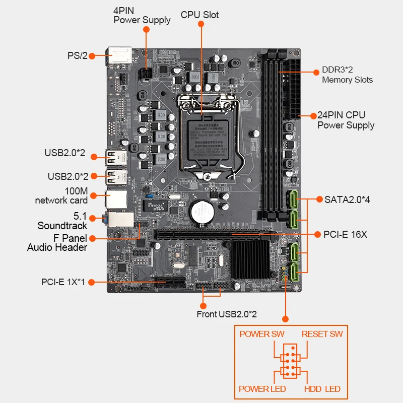 Быстрая офисная компьютерная игровая материнская плата SATA2.0 LGA1156 lnteI P55 P45 Max 8 Гб ОЗУ в