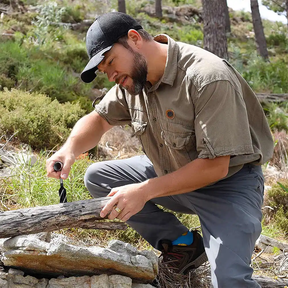 Auger Drill Bits Outdoor Survival Punch Tool Camping Bushcraft Manual Hole Maker Wrench Wood Drill Core Woodworking