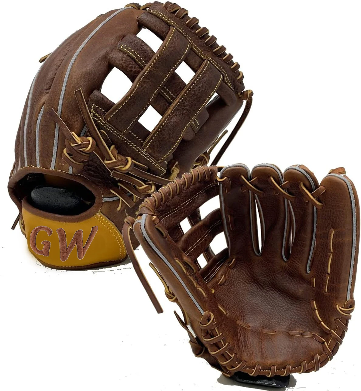 Orange Black Right Hand Throw Kip Leather 11 Inch One Piece Web Baseball Glove