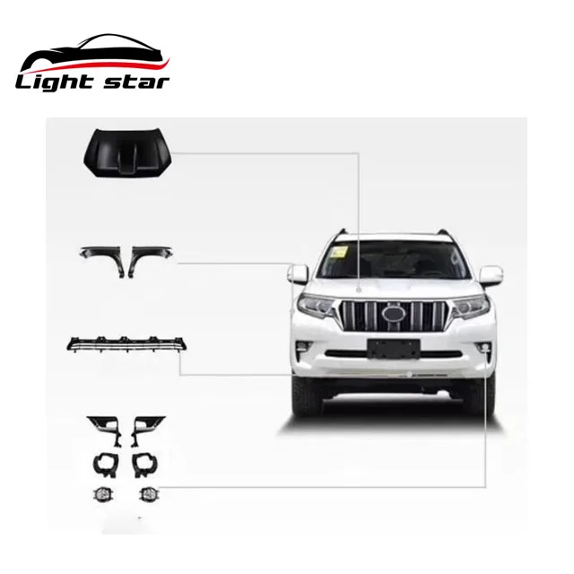 High quality auto body kit including front rear bumper assembly lights for Prado Fj150 2010-2017 upgrade to 2018-ON style