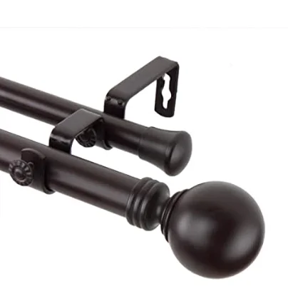 Wholesale drapery rod hardware chrome double  curtain pole extendable