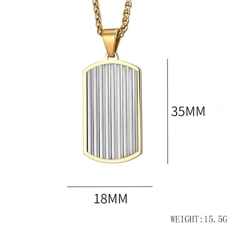 Custom Wholesale Latest Design Stainless Steel Mens Costume Jewelry Modern Engraved Tag Male Pendant Necklace
