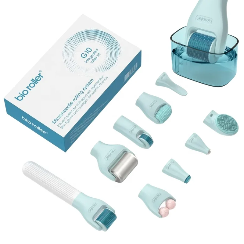 custom logo Bio Roller G10 microneedling Derma roller kit 10 in 1 home use skin care facial tool beauty kit for skin treatment