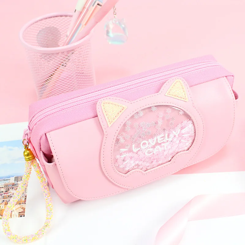 
large capacity cat cute pu leather eva colorful custom pencil case 