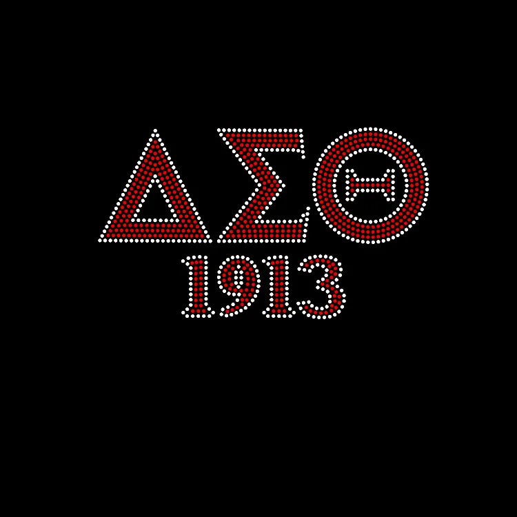 Sparkle Delta sigma theta Motif Logo Iron On Rhinestones Transfer For Clothes