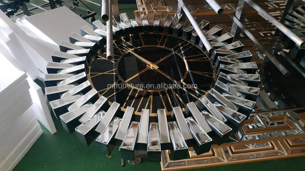 Nordic Wall Clock Hanging Art Decorative Glass Home Furniture Mirror Round Wall Clock for Bedroom Living Room