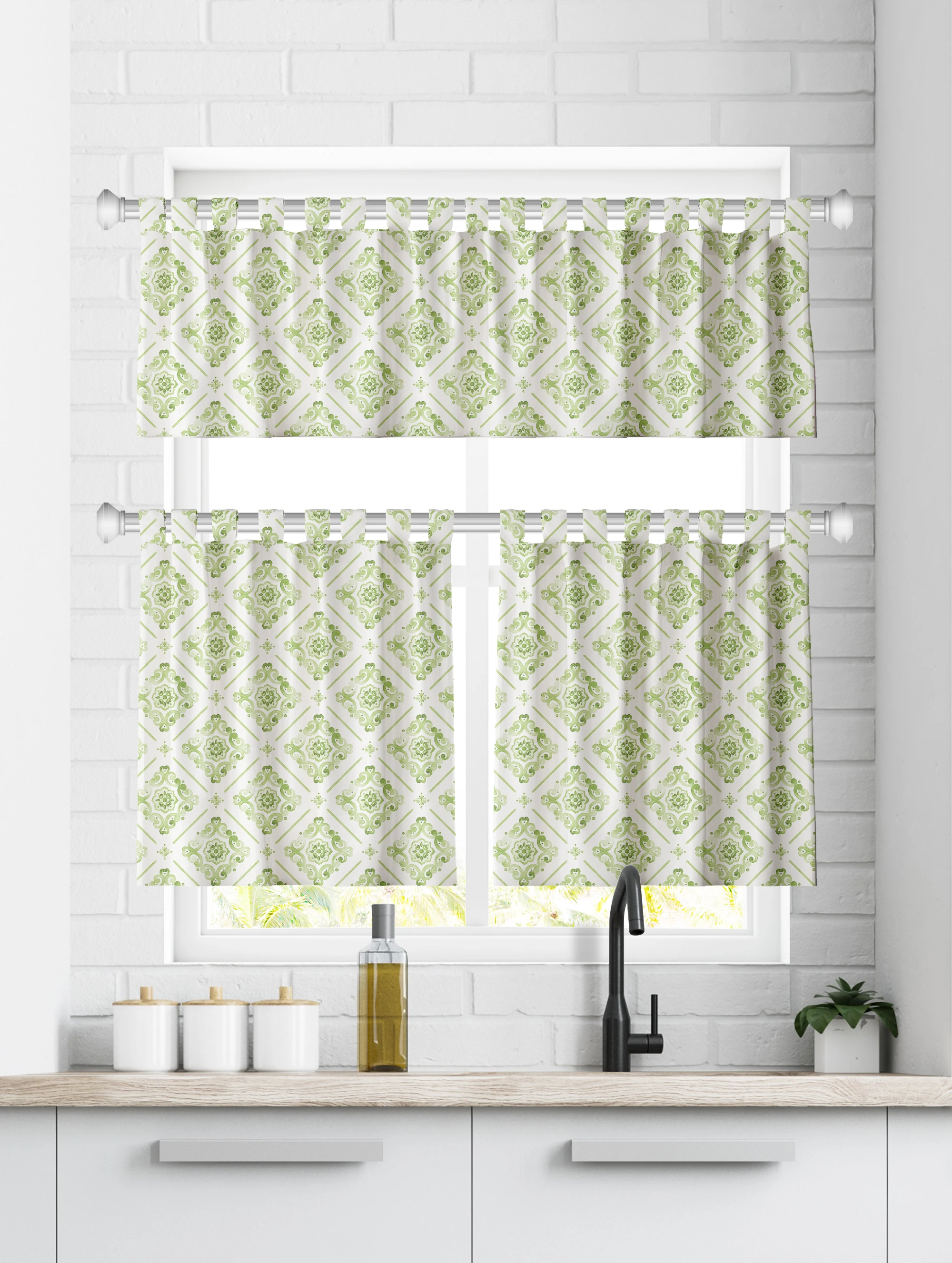 Wholesale Fashion Lace Printed Short Embroidery Solid Color Kitchen Curtain For Home Window