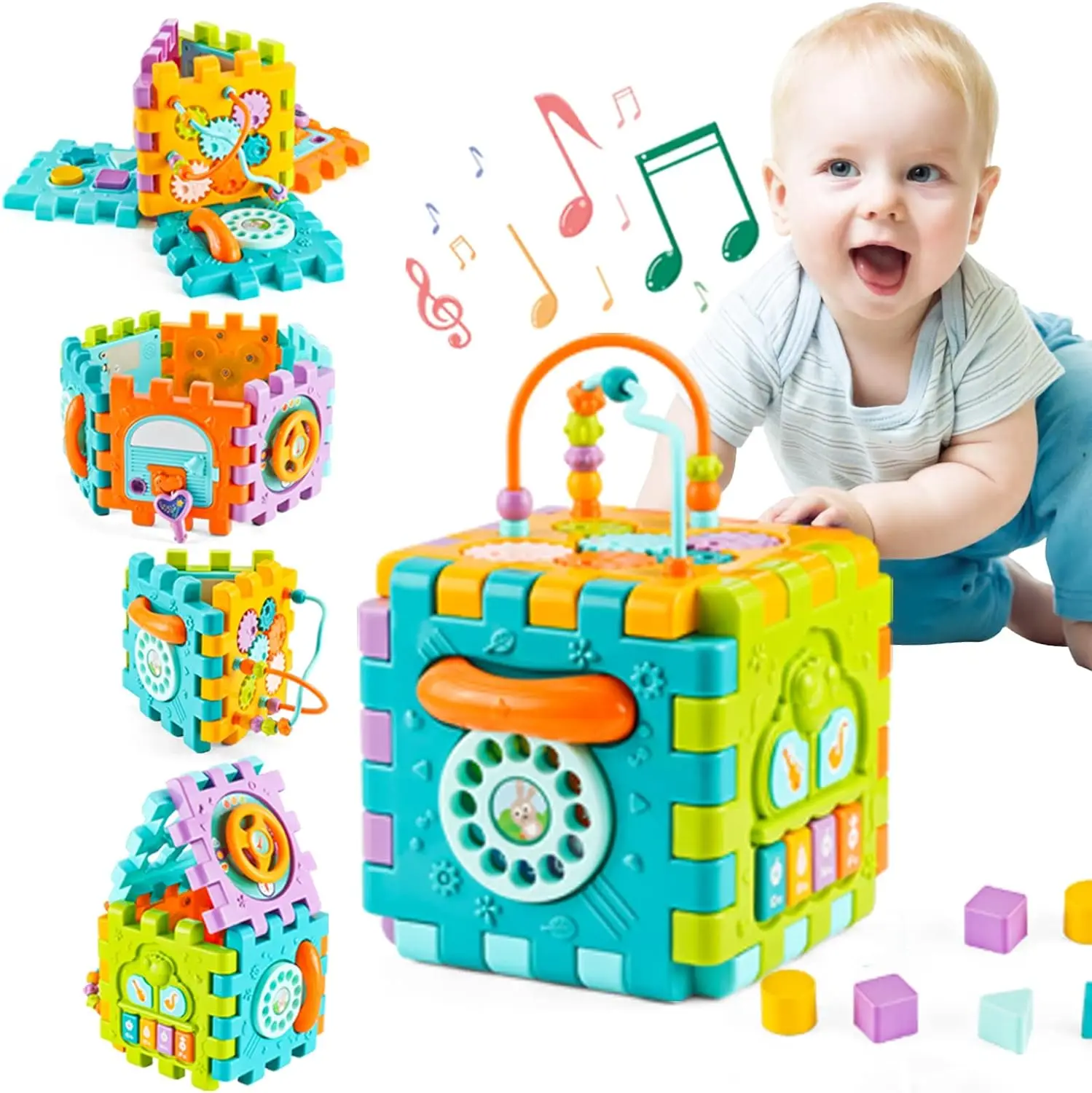 Children Color Multifunction With Music Baby 6 Sides Educational Toy Funny Cube For Kids