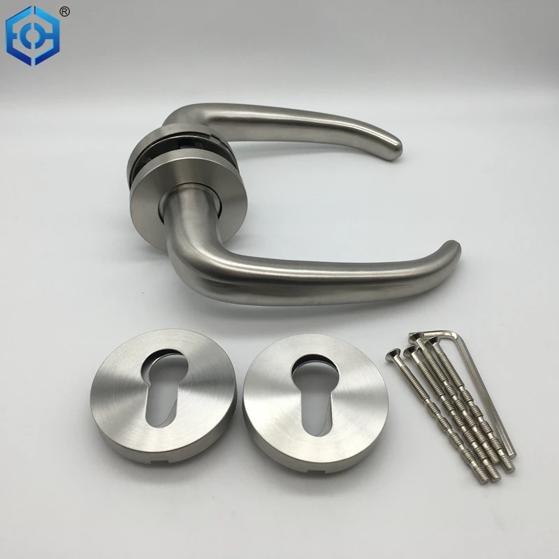 Satin Polished Ox Horn Shape Lever Door Handle For Guest Room Bedroom