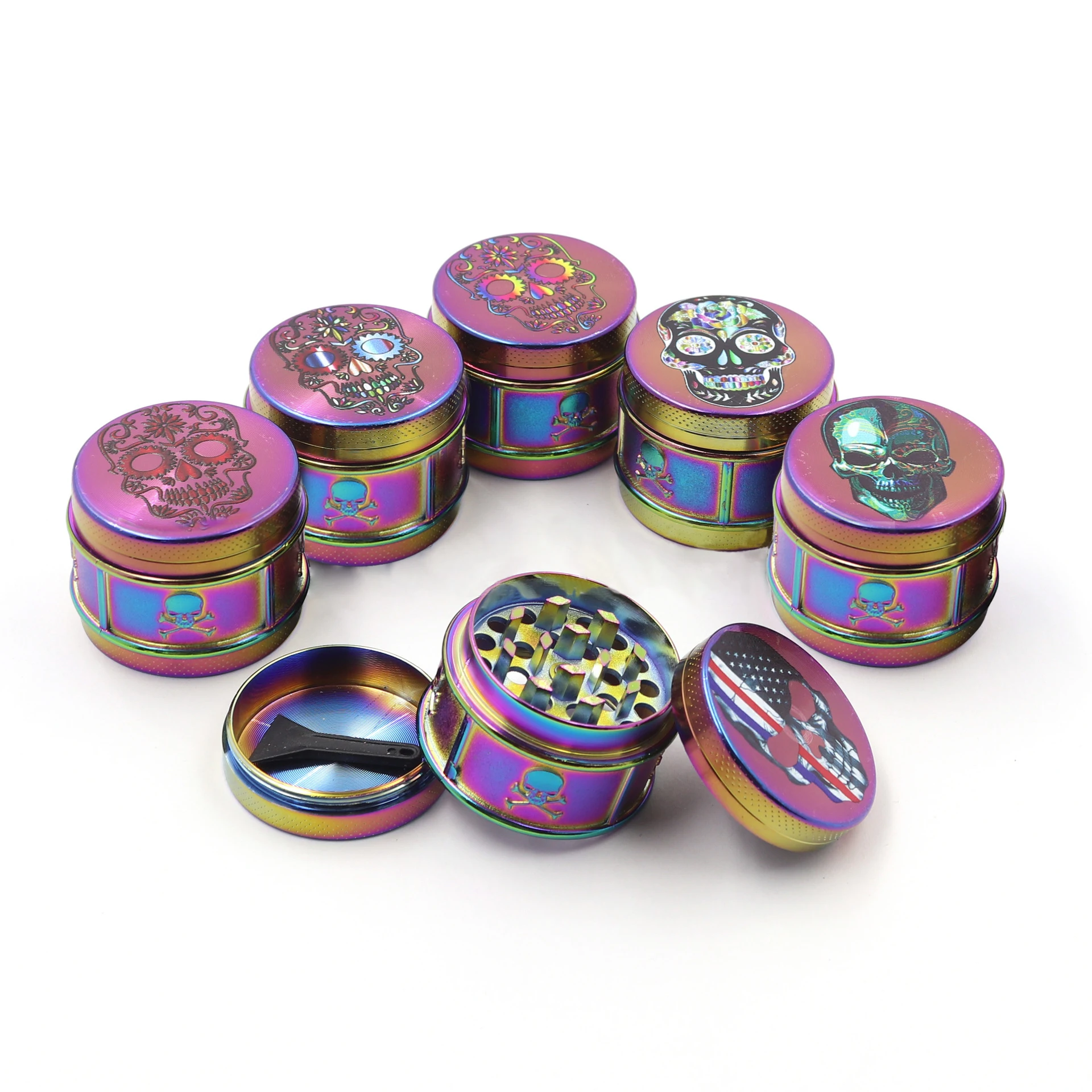 55mm Cube Dry Herbal Grinder 4 Part Herb Grinder Rolling Tray Set with Grinder