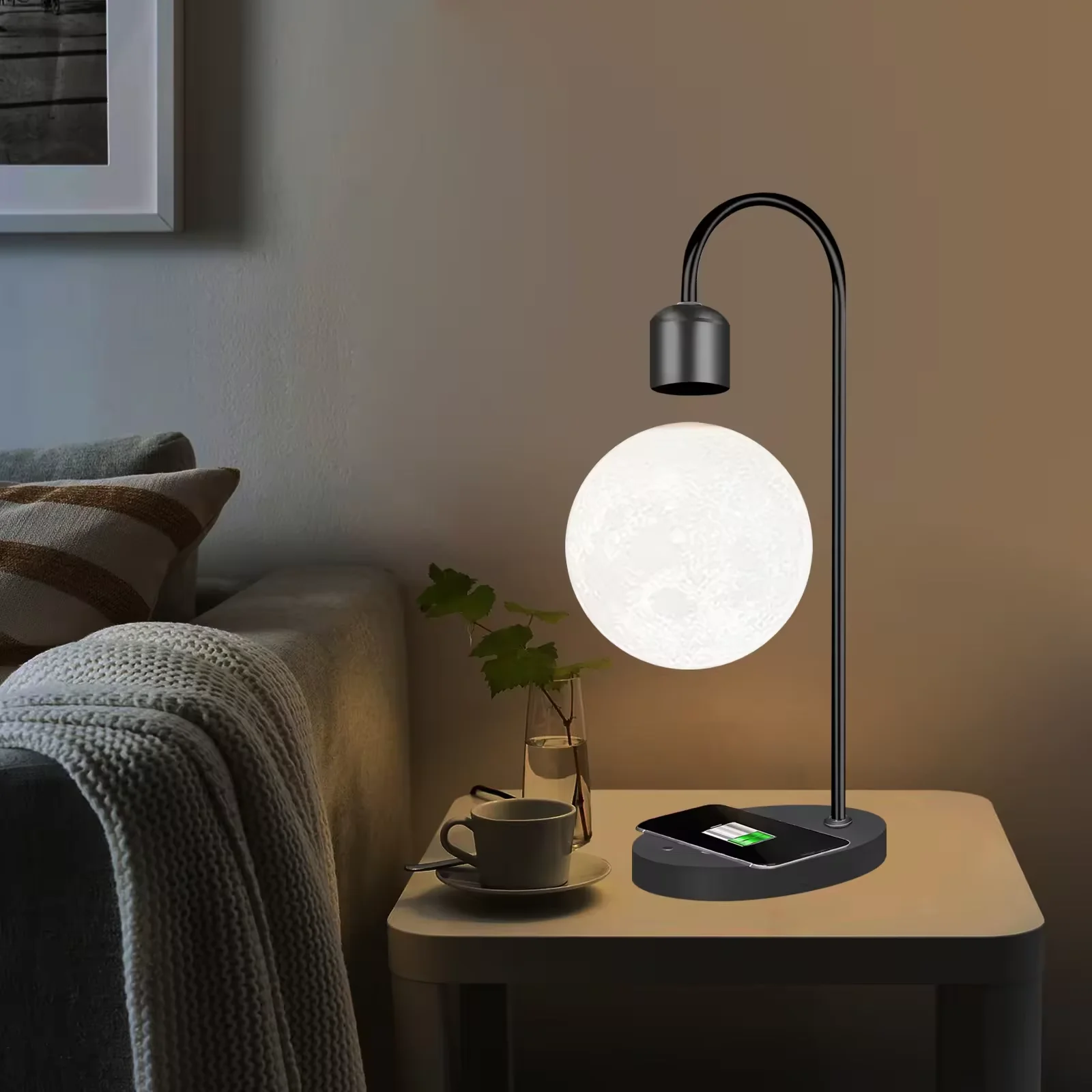 Magnetic Suspended Moon Desk Lamp 3d Ball Printing Levitation Lunar Led Light Levitate Speaker Magnetic Levitating Moon Lamp