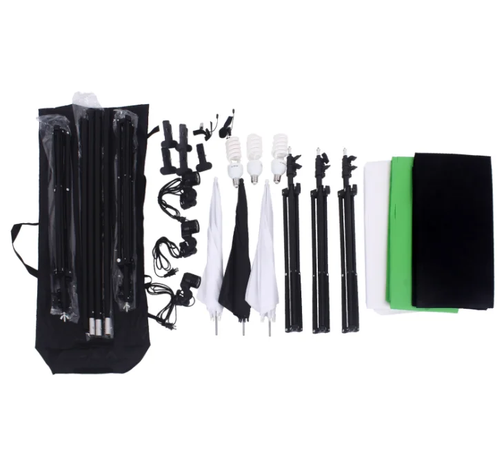 Photo Studio Continuous Lighting Kit with 2m*2m Background stand Photographic reflective umbrella and softboxes kit