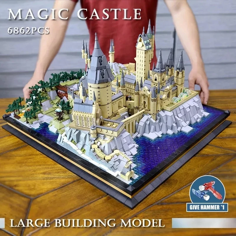 Mould King 22004 Street View Series Building Block Toys 6862Pcs DIY Detachablesets Large Hogwarts Castle Building Block Set