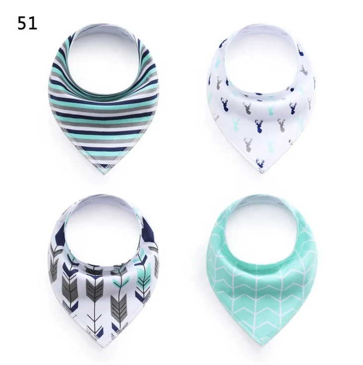 cotton organic plain teething custom unisex boho korean boy girl set  bandana drool baby bib
