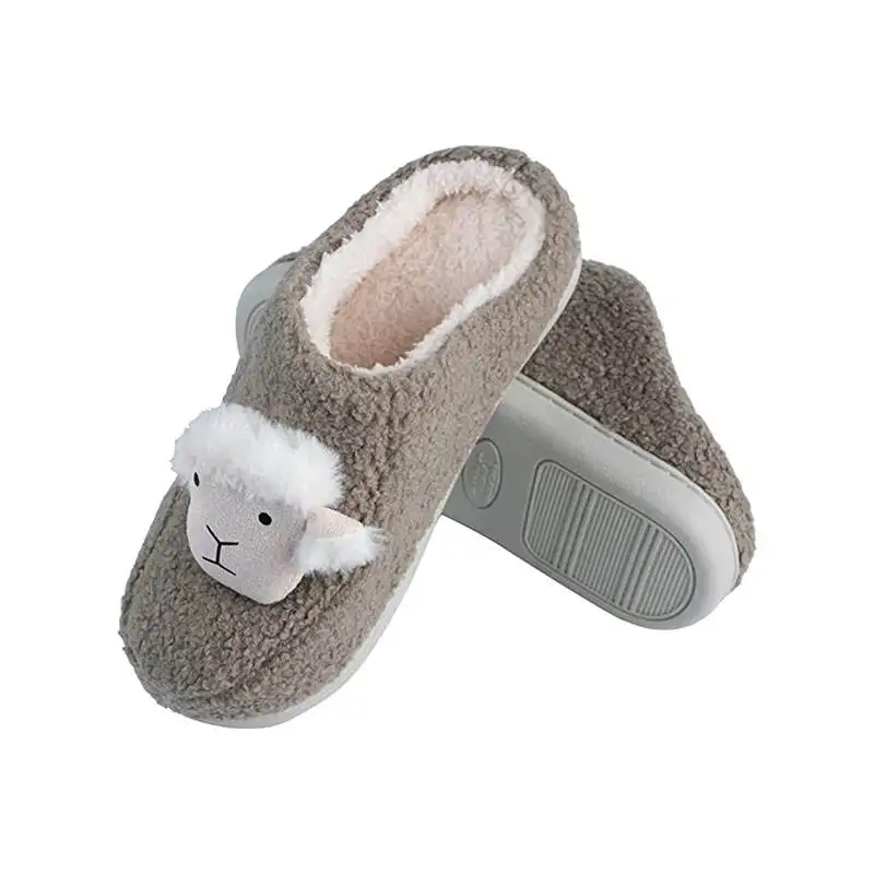 OEM ODM Slippers for Women Outer Wear Warm Shoes Plush Lamb Wool Bedroom Slippers Ladies Shoes