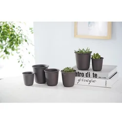 High Quality Modern Style Outdoor Plastic Flower Pot Black & White Round Nursery Pot For Garden Succulent Plants