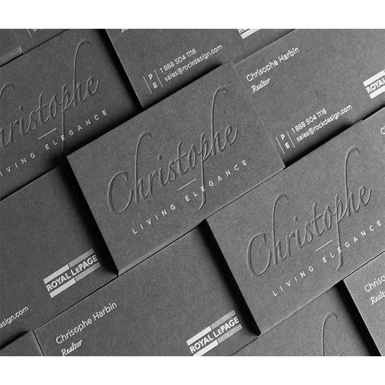 Natural Gray Cotton Luxury Business Cards Printing, Custom Embossing Namecard Printing
