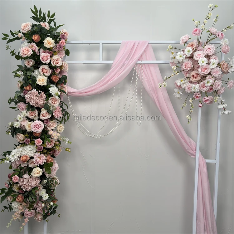 Event Decoration Hot Pink Runner Flower Boho Wedding Artificial Flowers Arch Panels