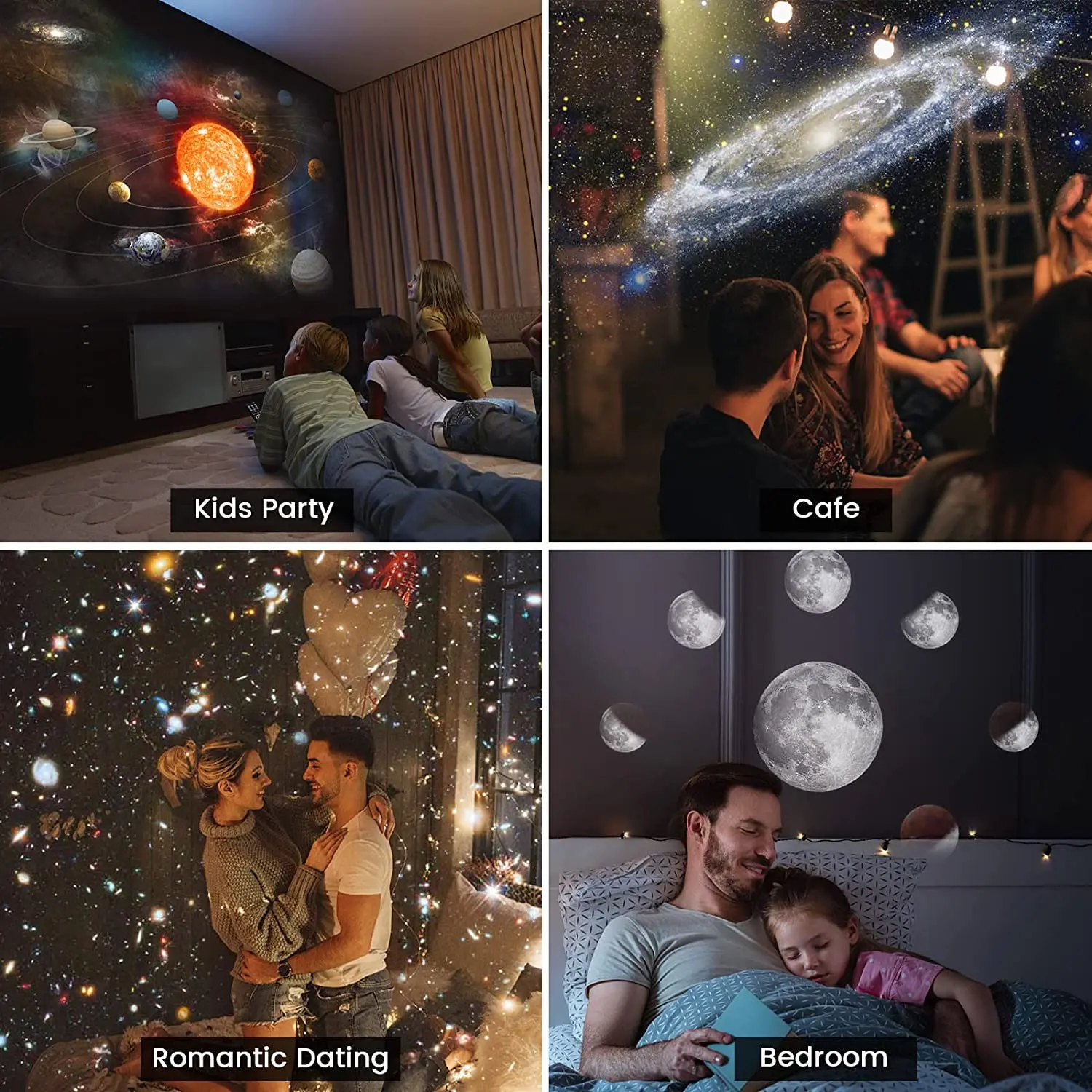 Extreme Romantic 12 in 1 Ultra Clear Focus Galaxy Projector Lamp Rotary Globe Projection Bedside Lamp for Kids Gift