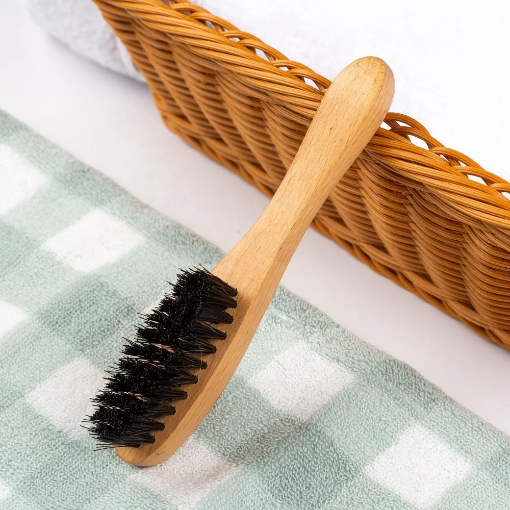 High Quality Premium Beard Brush with Natural Wooden Handle and High-Grade Black Boar Bristles