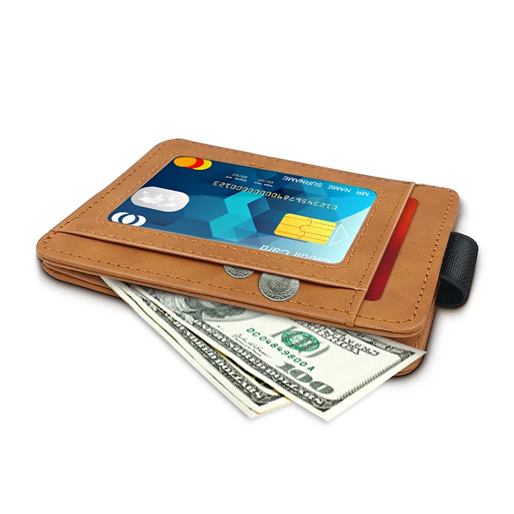 Factory Slot Slim Business Style High Quality Leather Card Holder for Men