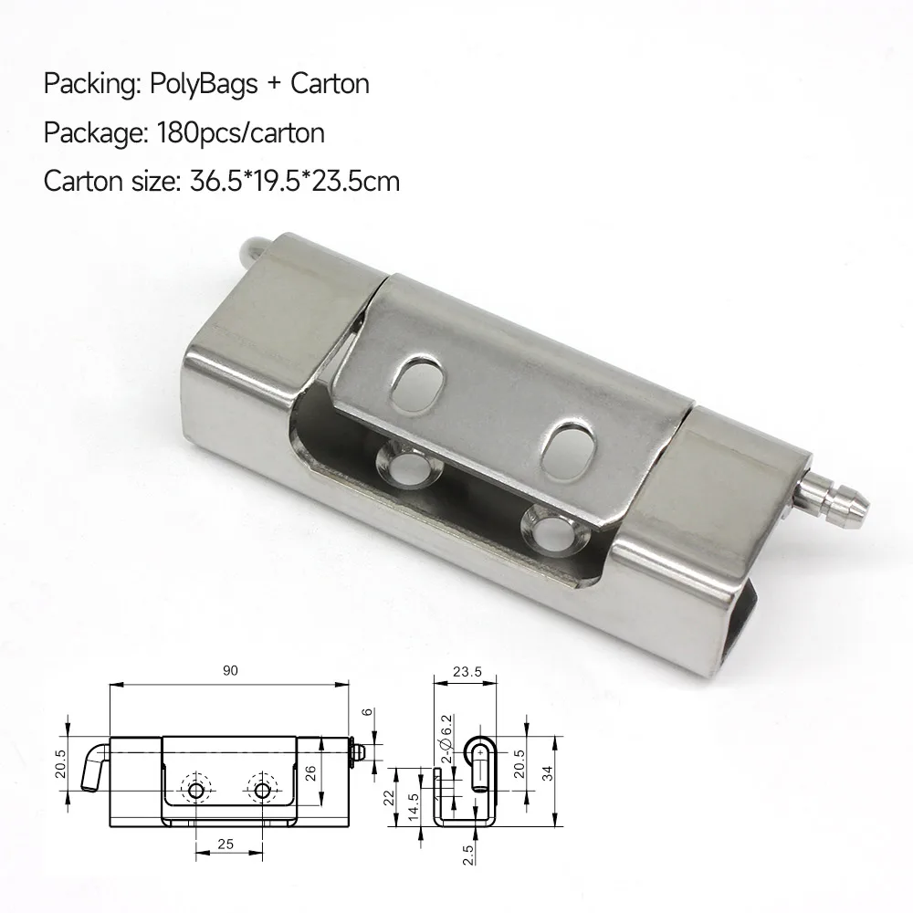 Thcoo Stainless Steel 304 Industrial Electronic Hinge Concealed Removeable Pin hinge For Welding