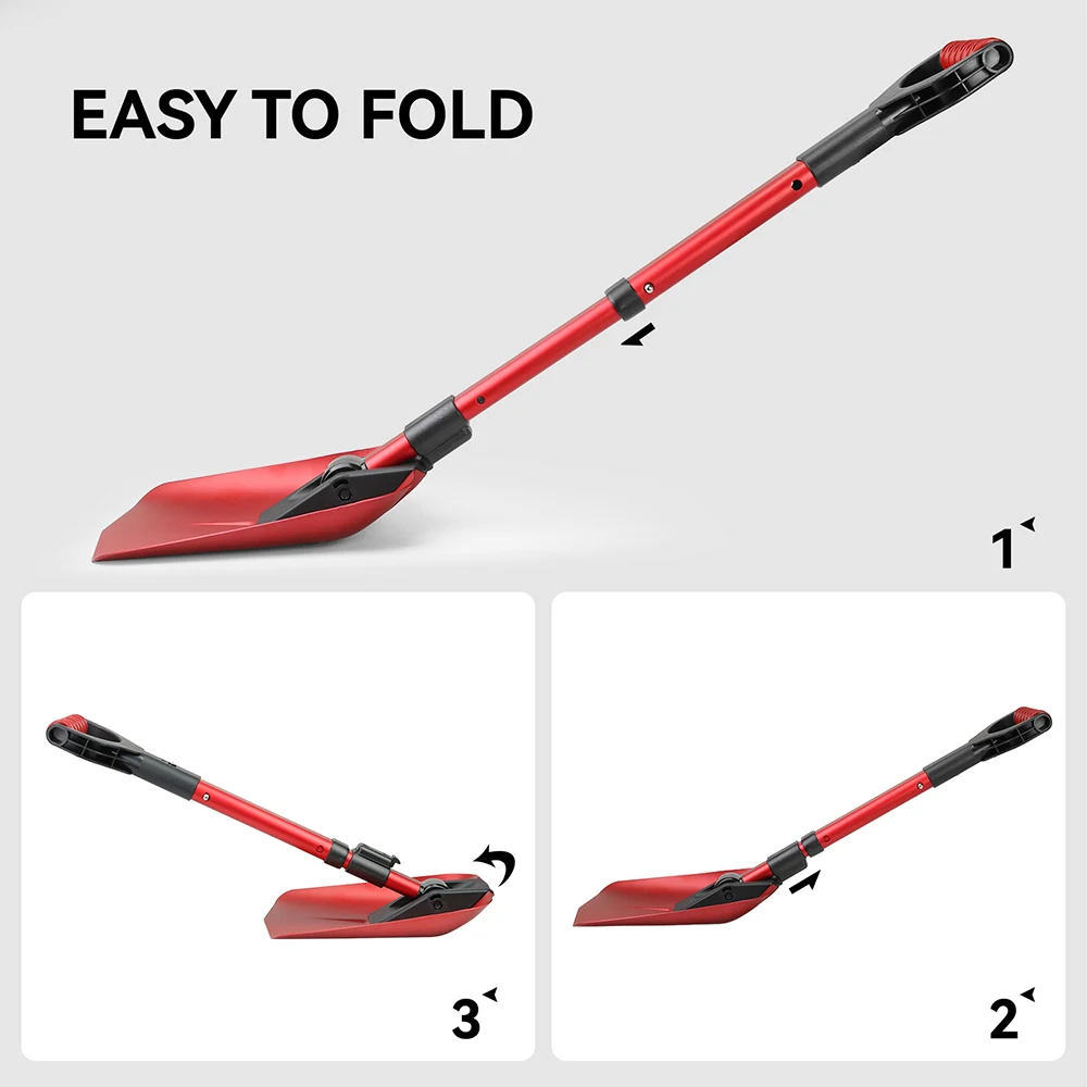 Lightweight Aluminum Snow Shovel Ergonomic Heavy-Duty Garden Spade Foldable Design for Easy Digging Snow Shovel