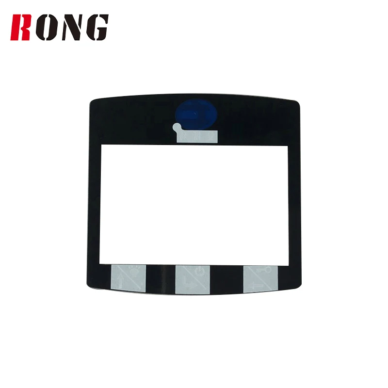 RONG OEM Custom 2mm 2.5mm 3.2mm Black Silk Screen Printed Tempered Glass Panel For Control System