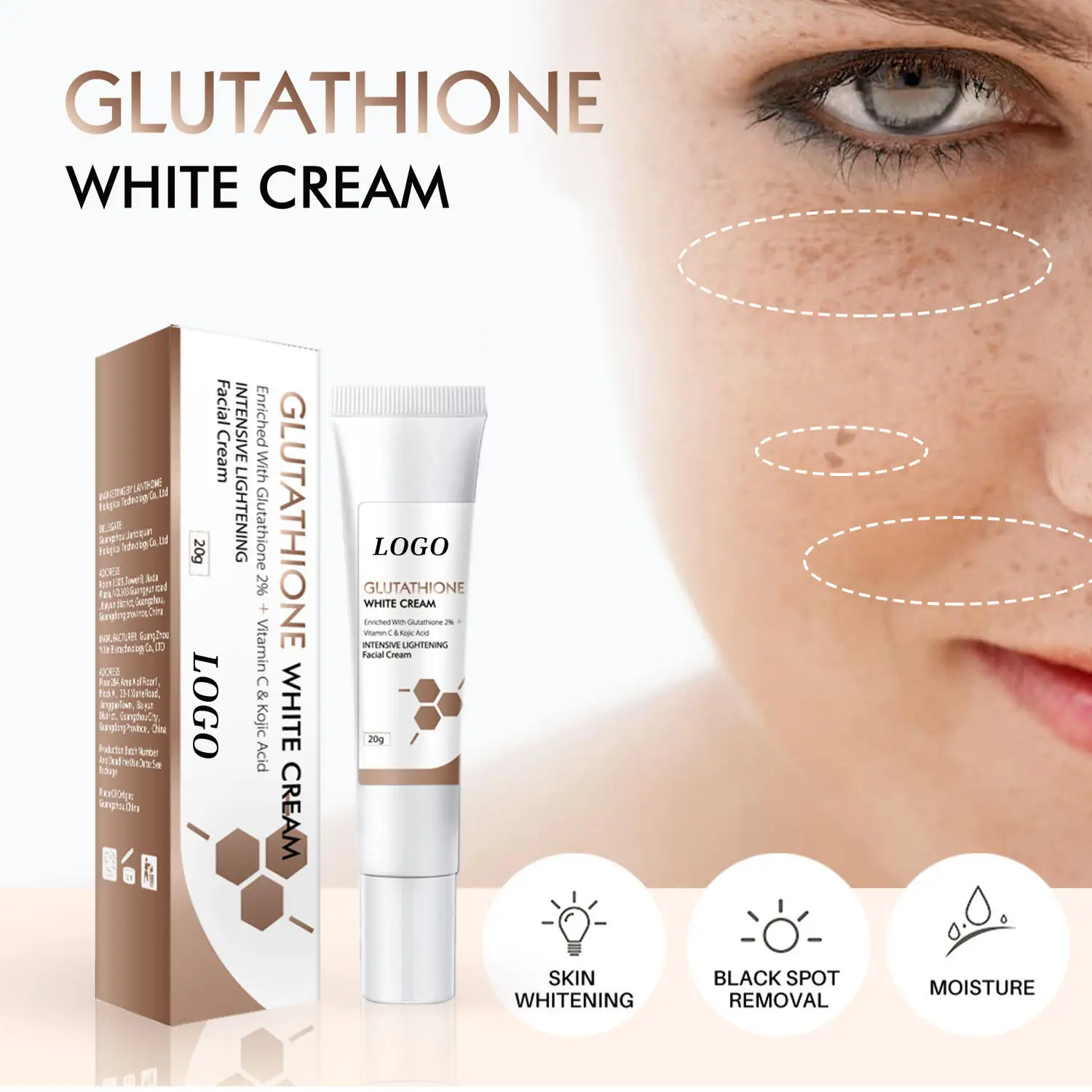 Wholesale Products Intensive Black Spot Removal Smoothing Moisturizing Glutathione Whiten Cream With Vitamin C & Kojic Acid