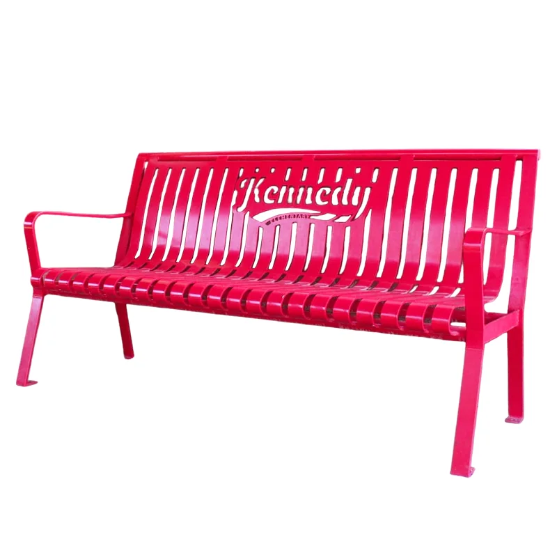 custom outdoor furniture slatted steel bench seating outside park street metal bench seat public garden patio iron bench chair