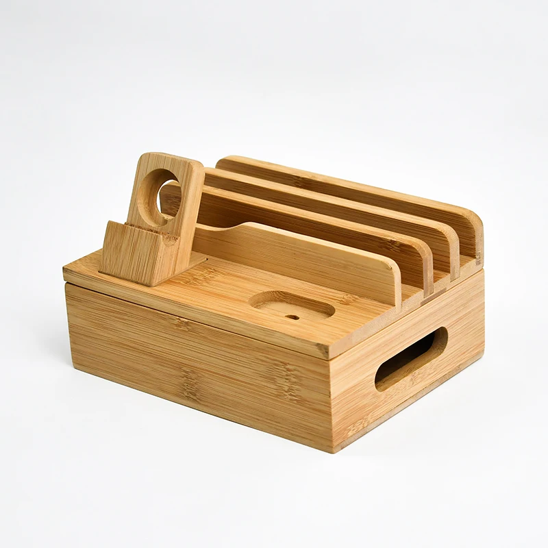 WDF ODM/OEM desktop charging station phone organizer phone organizer charger organizer bamboo charging station