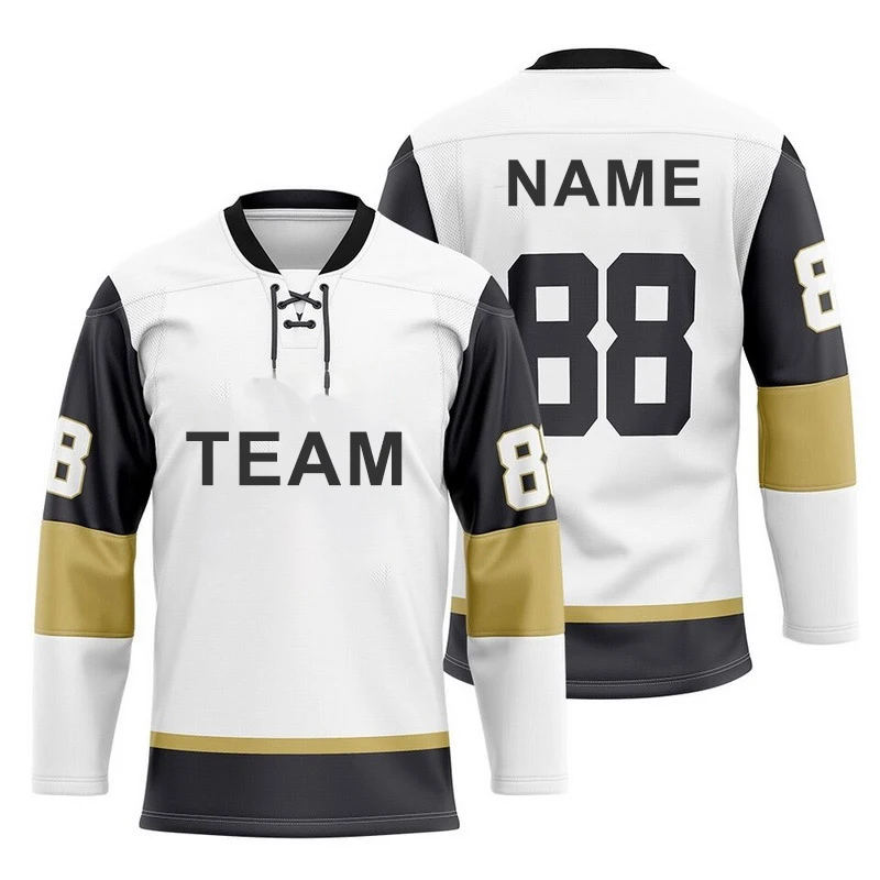 Custom Oem 100%  Polyester Embroidered Youth Double Sided  Team Mens Hockey Jersey