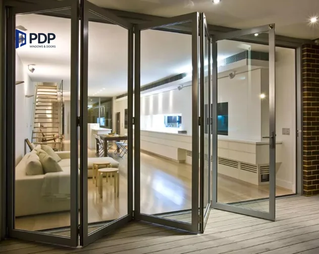 Folding Doors Wind Pressure Resistance Weather Resistant Patio Sliding Screen Chinese Door