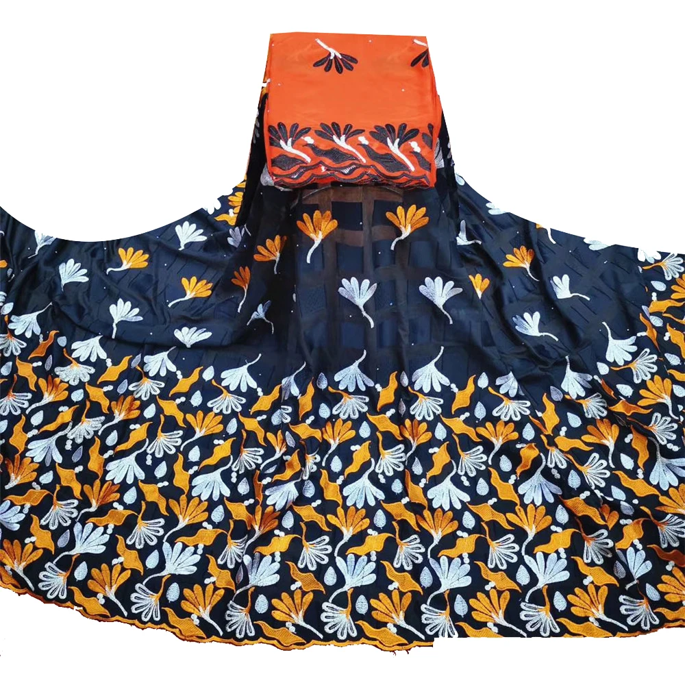 Beautifical cotton african design dark color fabric fabric dress with veil ML52R82