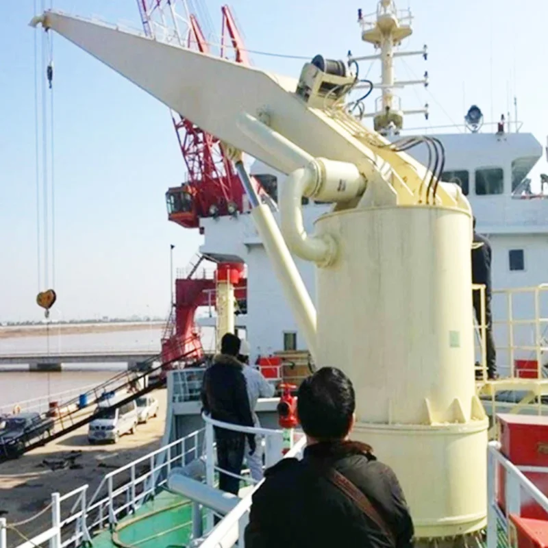 Small electric marine cranes 500kg 10t telescopic boom marine deck pedestal marine crane