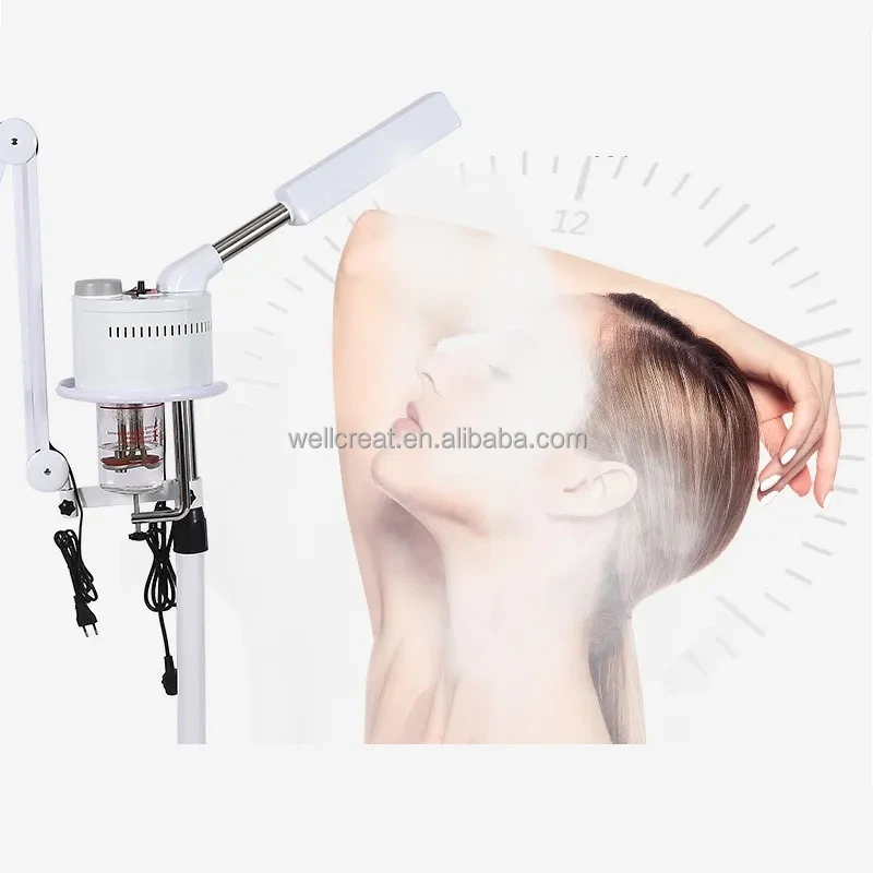 2 in 1 Facial Steamer with 5X Magnifying Lamp Face Hair Steamer Humidifier Vaporizer Mist Inhaler Facial Pedestal Vaporizer