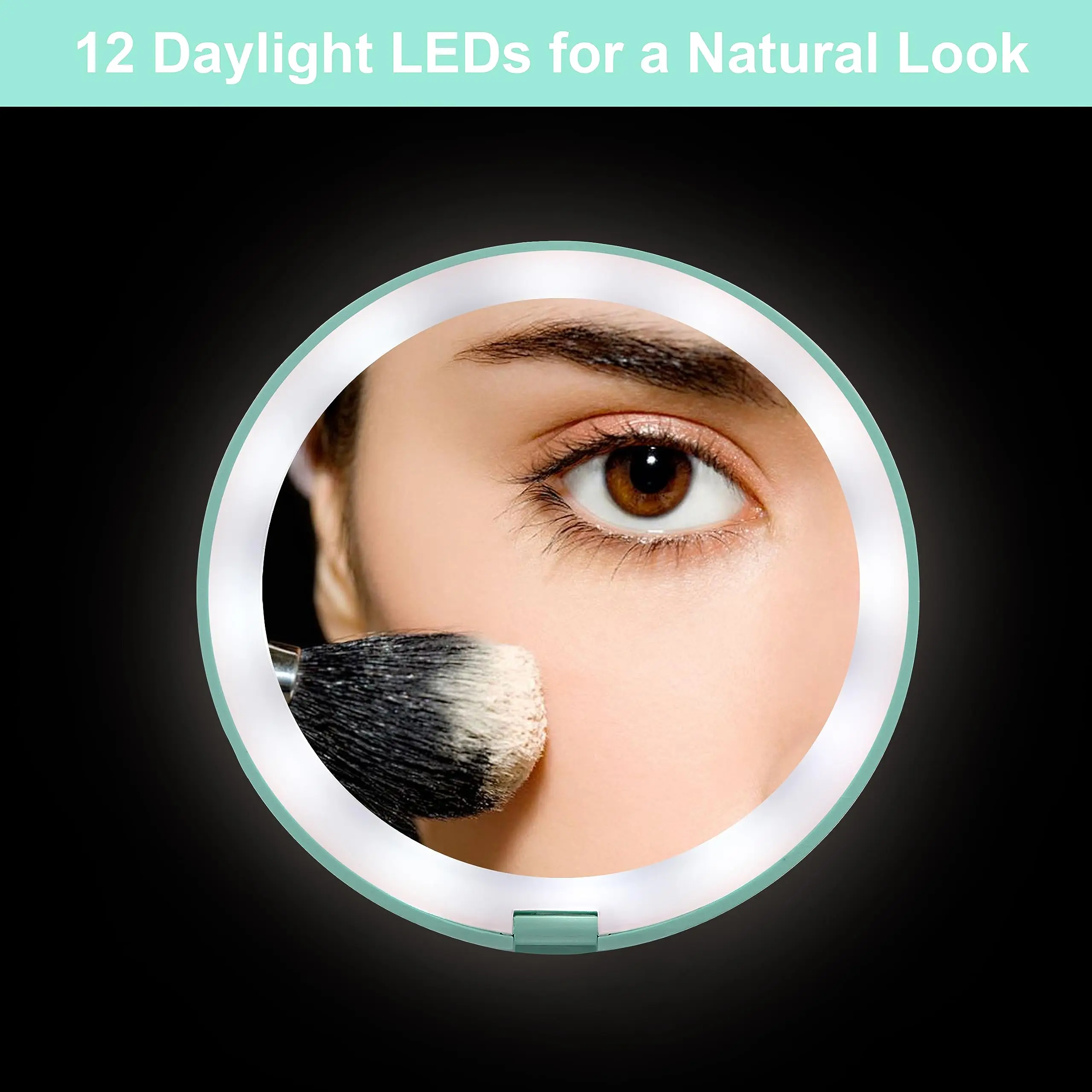 Magnifying Compact Mirror LED Lighted Travel Makeup Mirror 1x/10x Magnification Portable Small Hand held Makeup Pocket Mirror