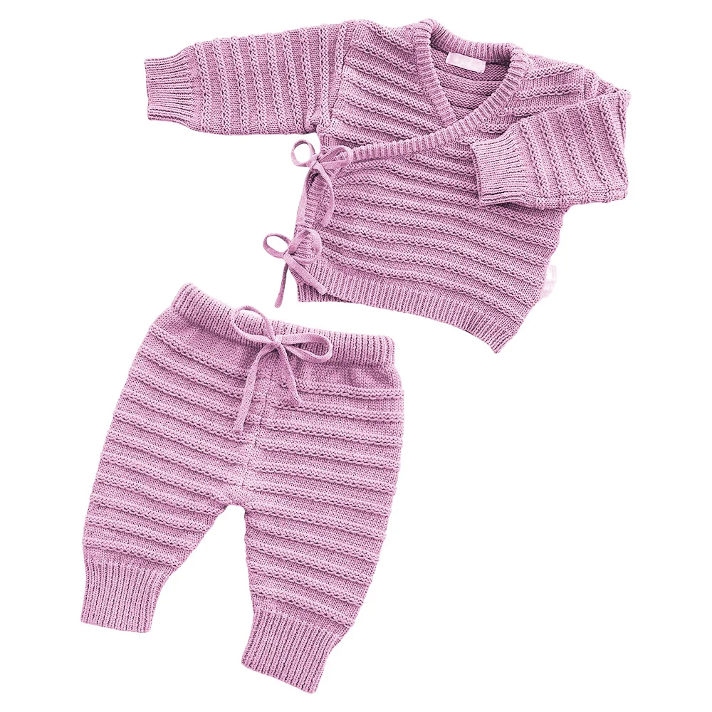 Mildream Custom Toddler Kids Baby Sweater And Pants Two piece Cotton Set Ribbed Knitted Baby Knitwear Knit Set