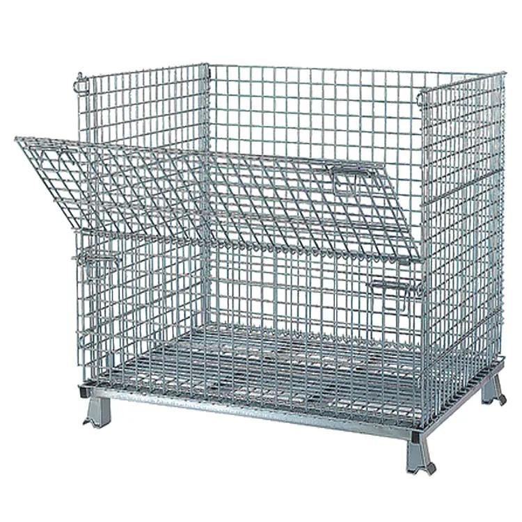 Movable Assemble Metal Shipping Pallet Galvanized Storage Shelf Rack With Wire Cage For Warehouse Storage Rack