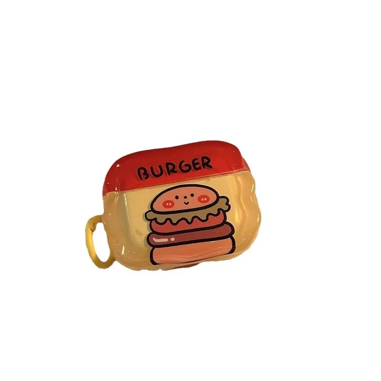 TPU Cartoon Funny and Cute Burger Fries Design Earphone Case For AirPods 1/2 3 Pro Waterproof Shockproof Ins Style