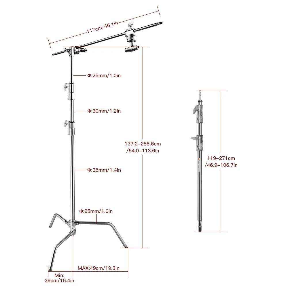 E-IMAGE LCS-03 Professional Heavy Duty Light Stand Grip Arm Kit c stand