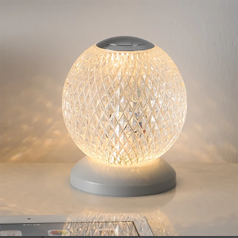 Modern Acrylic LED Moon Night Lights USB Wireless Charging Projection Atmosphere Lamps Bedroom Bedside Crystal Ball Night Lamp