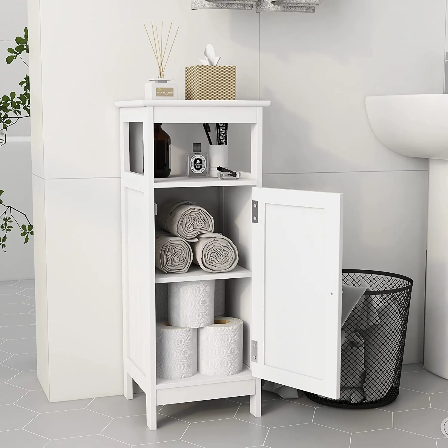 Dilun Bathroom Floor Cabinet with Single Door  Storage Cabinet with Adjustable Shelf for Bathroom,Kitchen,Living Room