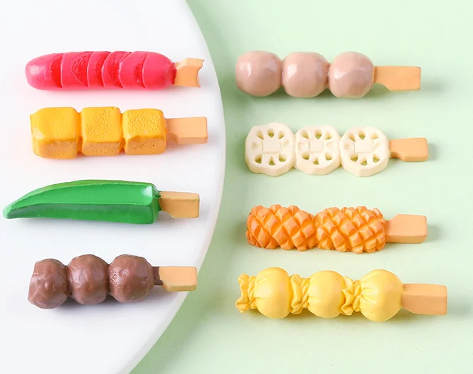 3D resin cup Squid roll okra Shrimp paste Lotus root ham meatball promotion gifts kindergarten toys mixed dollhouse accessories